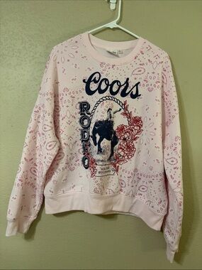 Coors Rodeo Pink Bandana Print Crewneck Sweatshirt